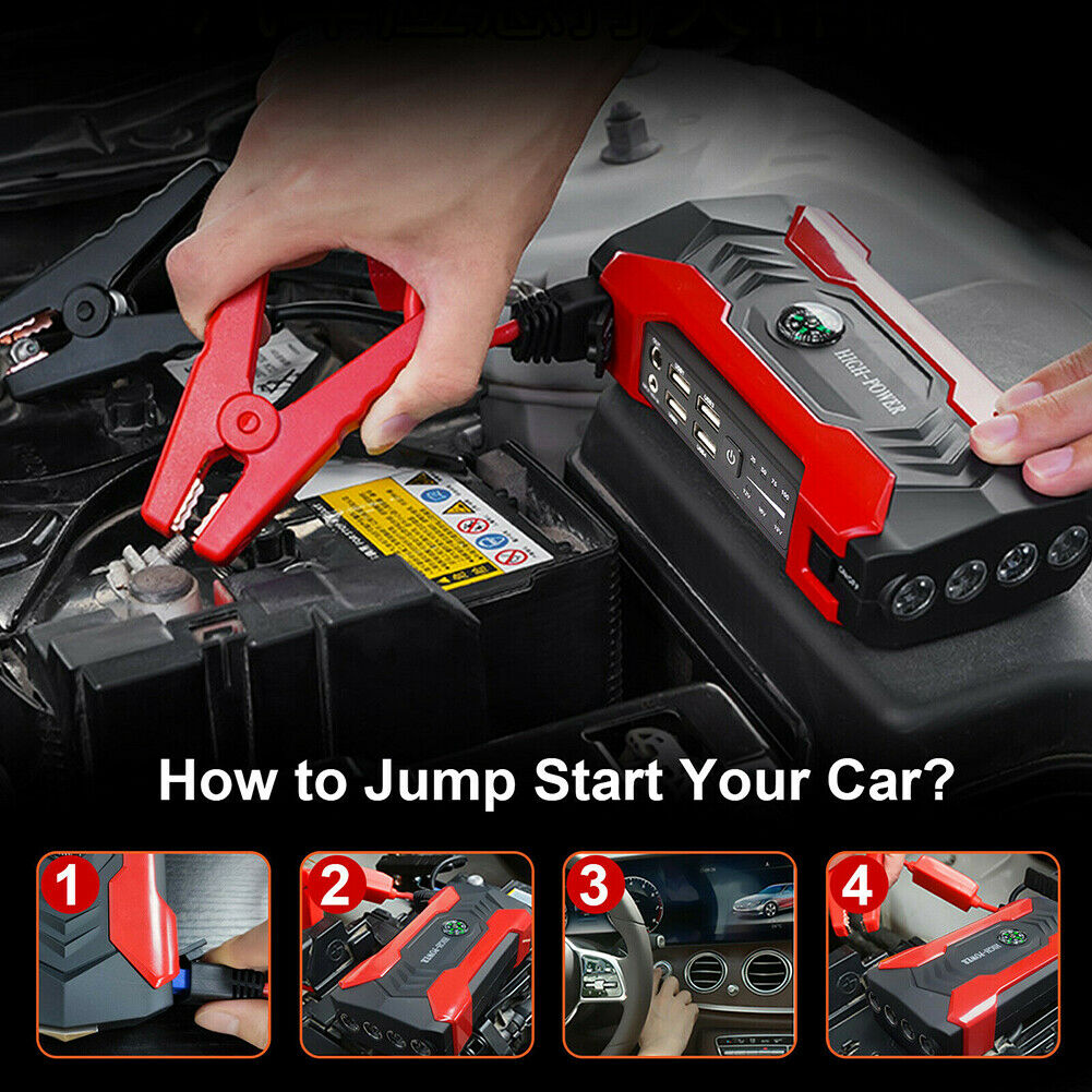 Car Battery Jump Starter Portable, 99800mAh Battery Charger for car, High Power Jumper Cables for Auto, Multi-Function Emergency Jump Box with 4 USB Ports and LED Flashlight