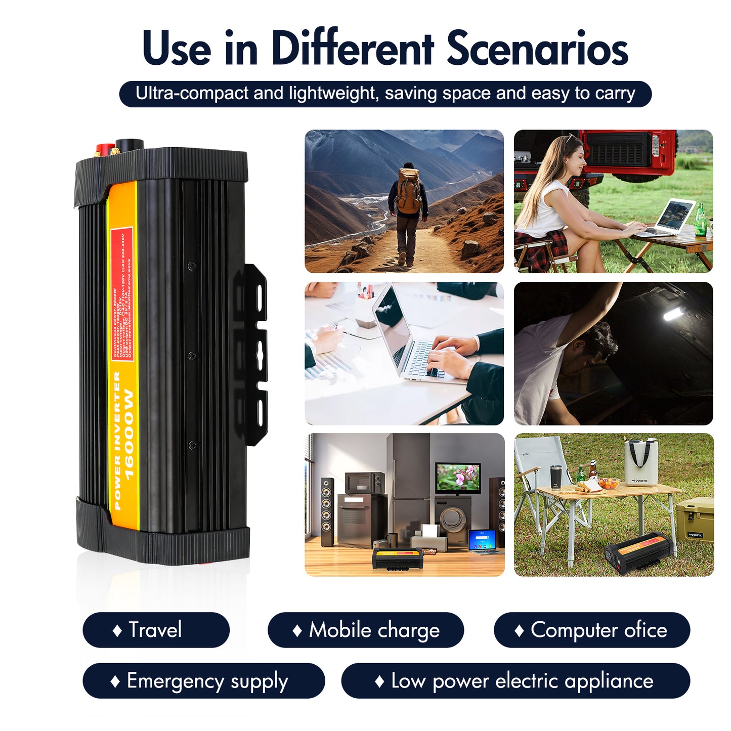 Power Inverter, 16000W Inverter DC12V To 110V AC Car Power Inverter With 2 USB Port, LCD Screen Display,Truck/ Boat/RV/Car Inverter, Used FOR Camping/Road Trips/Outdoor Work