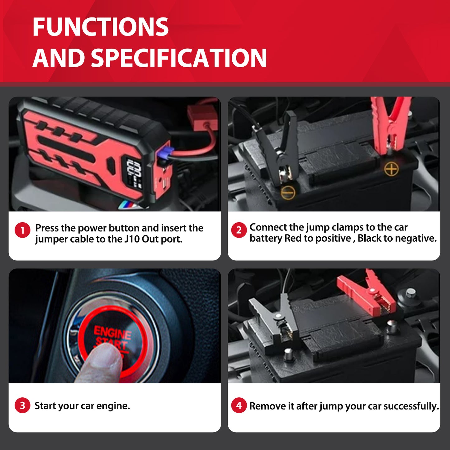 Car Battery Jump Starter 4000A Peak 39800mAH Car Jump Starter Portable Power Bank Charger for All Gas or Diesel Engine Battery Booster Jump Box LCD Display