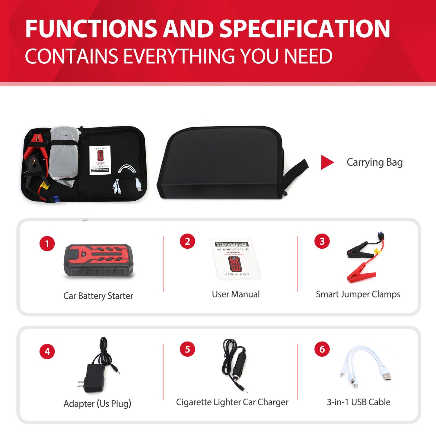 Car Battery Jump Starter 4000A Peak 39800mAH Car Jump Starter Portable Power Bank Charger for All Gas or Diesel Engine Battery Booster Jump Box LCD Display