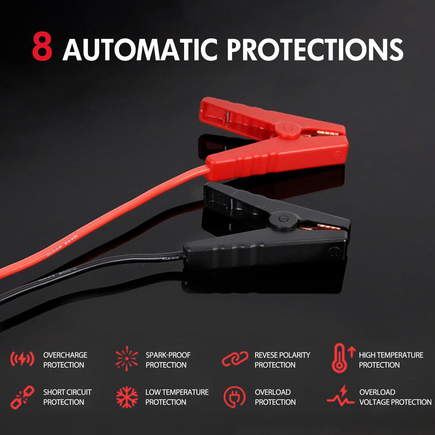 Multi-functional Car Jump Starter, 5000A Peak 99800mAh Battery Jump Starter, LCD Display & 3 LED Modes, Portable Power Bank Charger