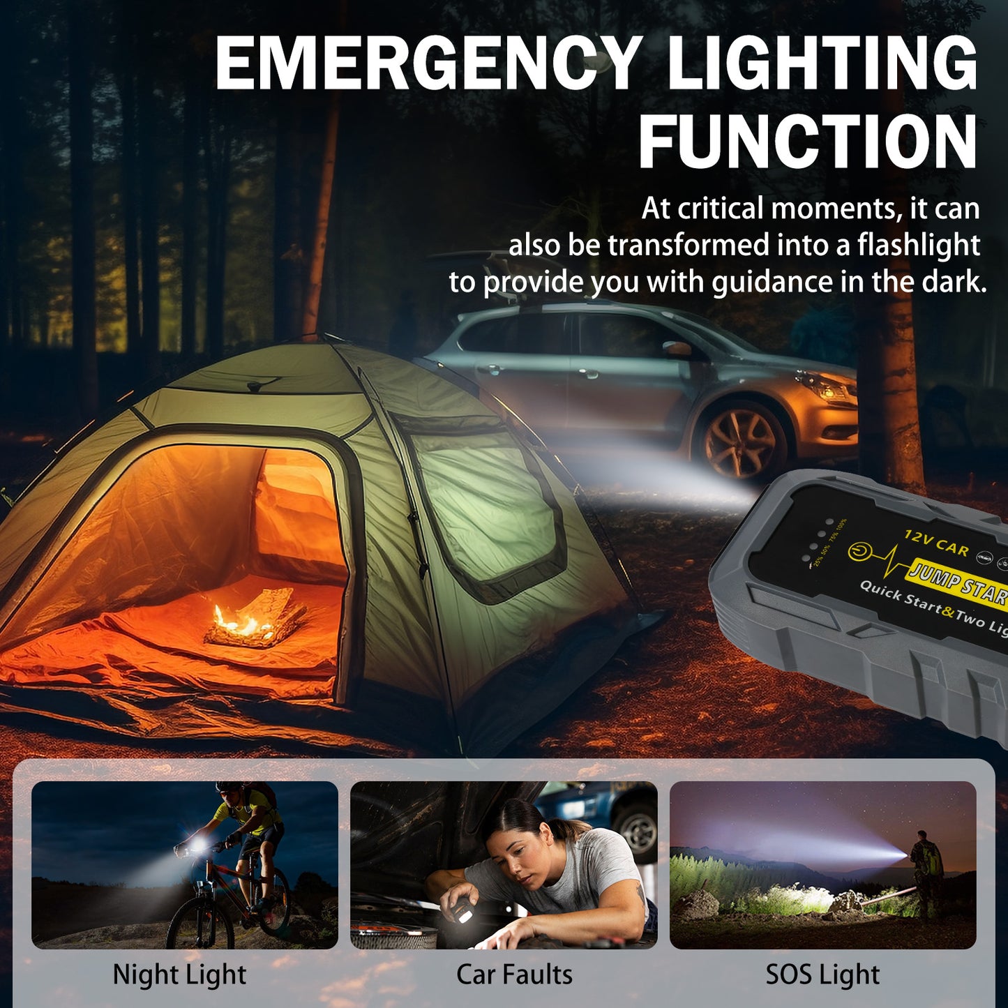 Car Battery Jump Starter Portable, 6000A Peak Jump Box Starter for Car with Indicator Lights, Smart Clamps, Charging Cable, Storage Case For 12V Diesel and Gasoline Vehicles