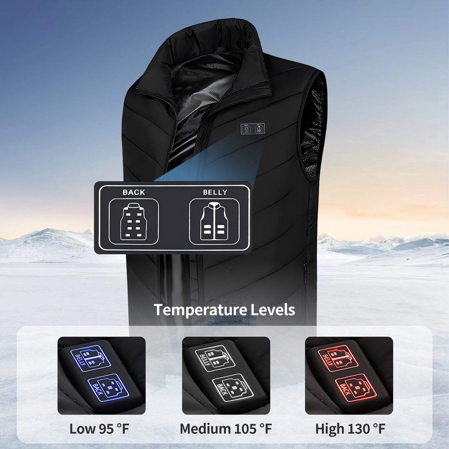 Heated Vest with 17 Heating Areas, Multifunctional Lightweight Heating Vest for Women with 3-Level Temperature Control, L Size, Black