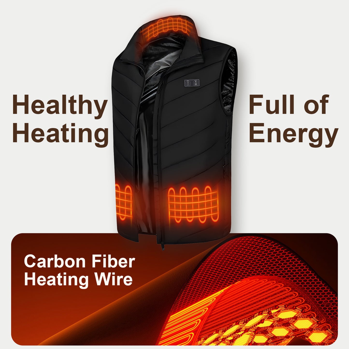 Heated Vest with 17 Heating Areas, Multifunctional Lightweight Heating Vest for Women with 3-Level Temperature Control, L Size, Black