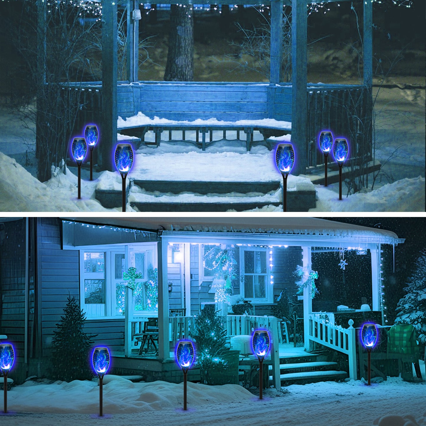 BAOKALEr Solar Blue LED Landscape and Walkway Light (4 Pack)