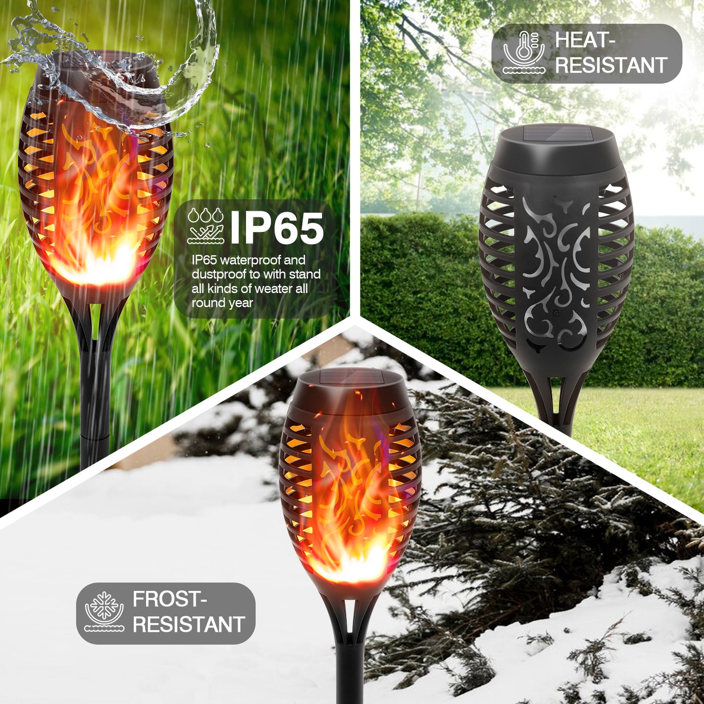 Flickering Flame Solar Lights, 4 Pack Tiki Torch Lights for Outside, LED Waterproof Yard Solar Lights for Outside Garden Patio Pathway