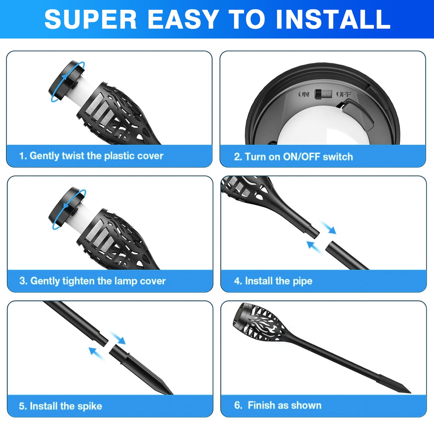 BAOKALEr Solar Blue LED Landscape and Walkway Light (4 Pack)