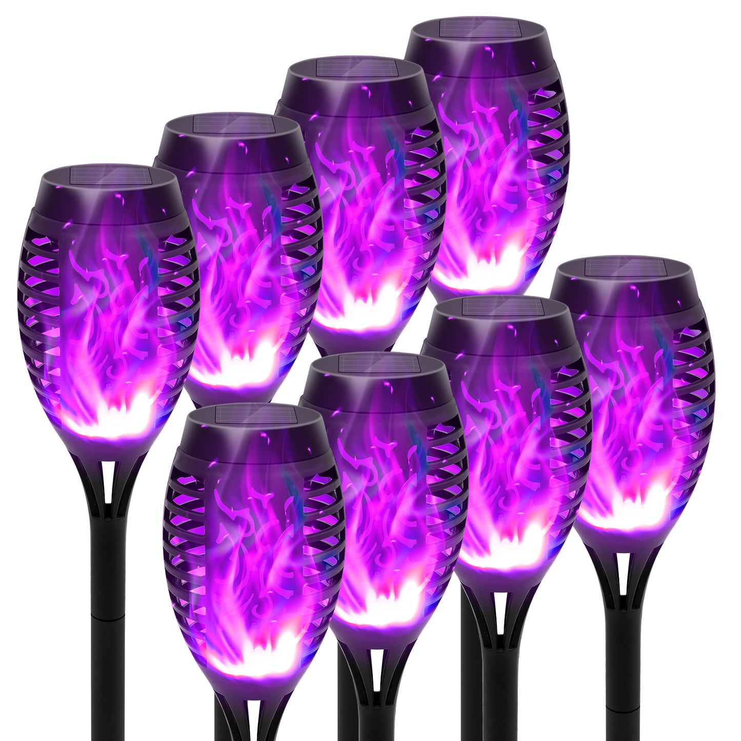 BAOKALEr Solar Torch Lights, Purple Flickering Flame, Waterproof, Garden, Patio, Pathway, 6PCS