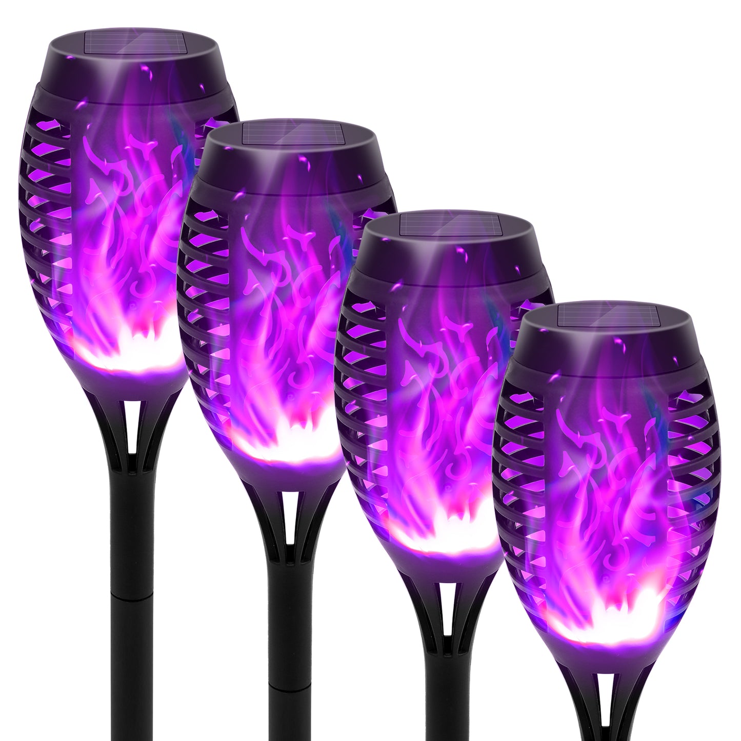BAOKALEr Solar Torch Lights, Purple Flickering Flame, Waterproof, Garden, Patio, Pathway, 6PCS