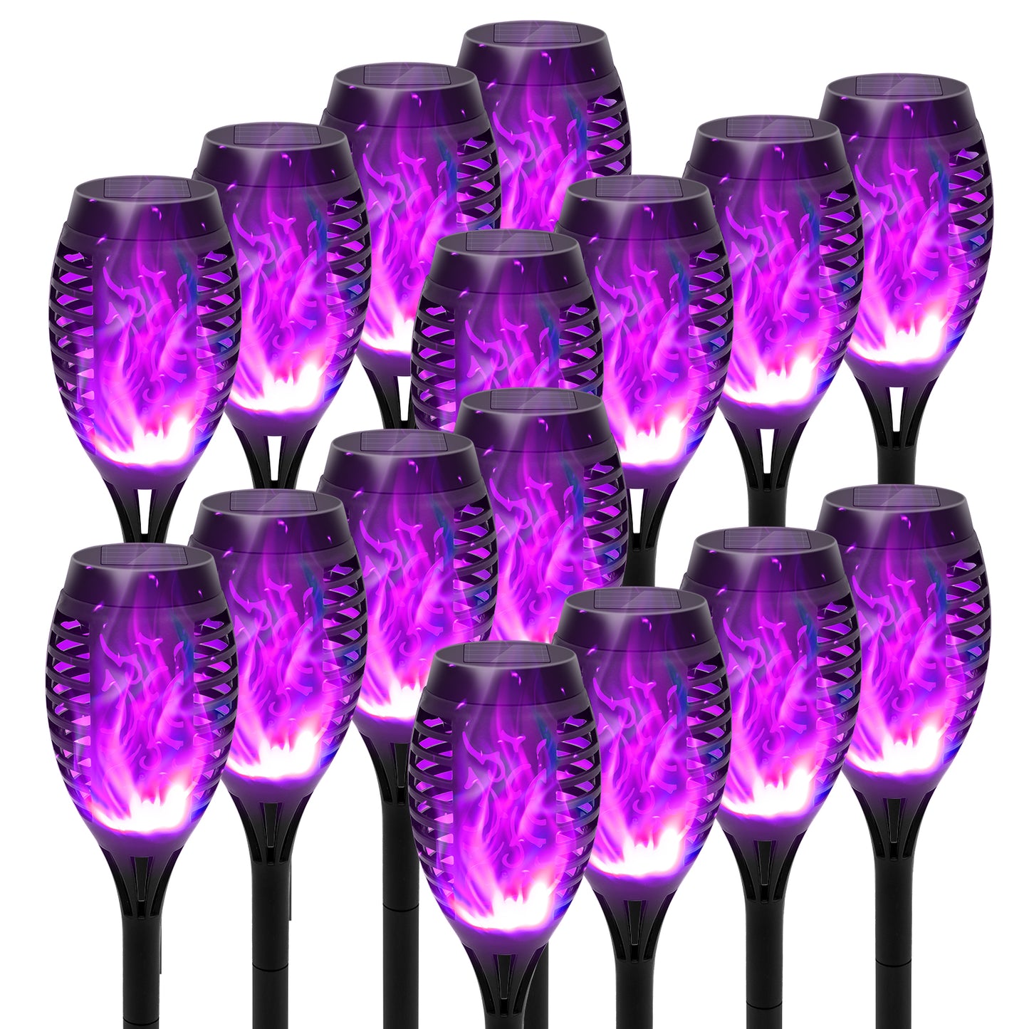 BAOKALEr Solar Torch Lights, Purple Flickering Flame, Waterproof, Garden, Patio, Pathway, 6PCS