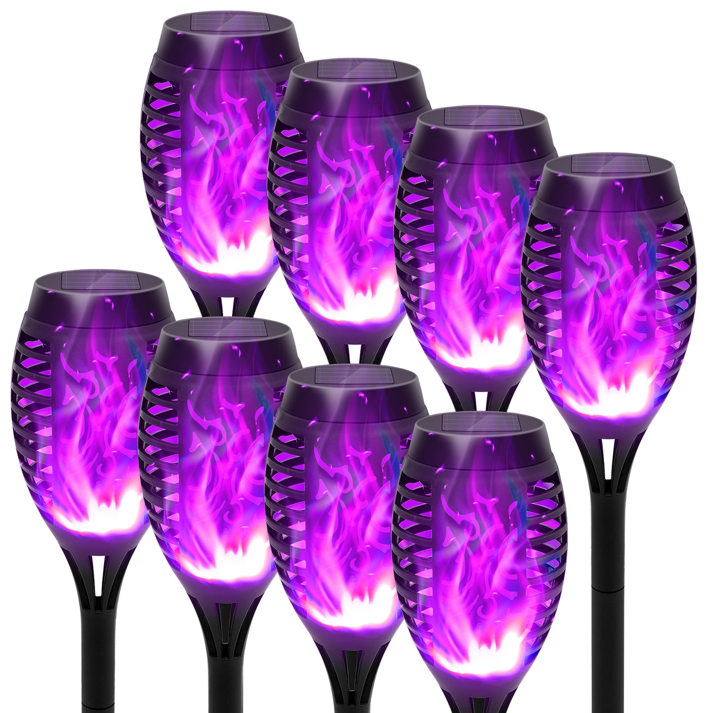 BAOKALEr Solar Torch Lights, Purple Flickering Flame, Waterproof, Garden, Patio, Pathway, 6PCS