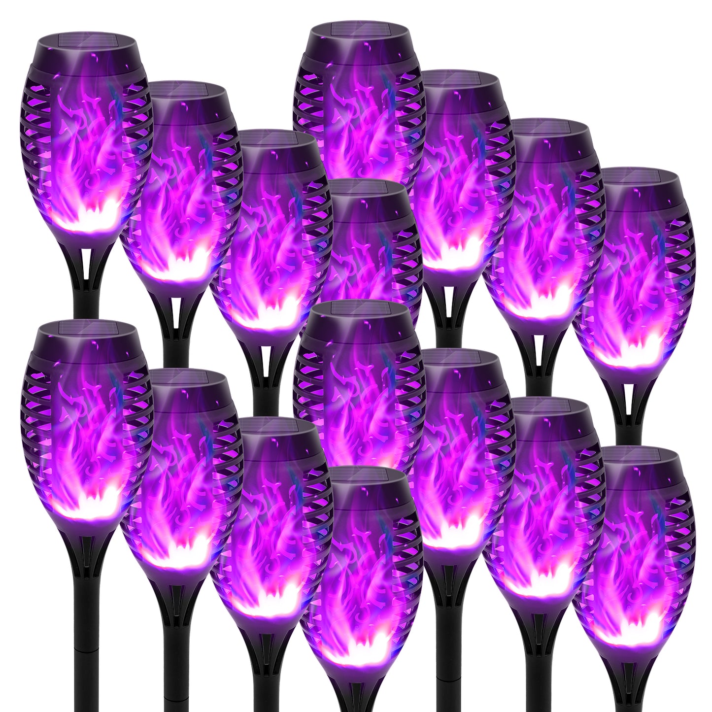 BAOKALEr Solar Torch Lights, Purple Flickering Flame, Waterproof, Garden, Patio, Pathway, 6PCS