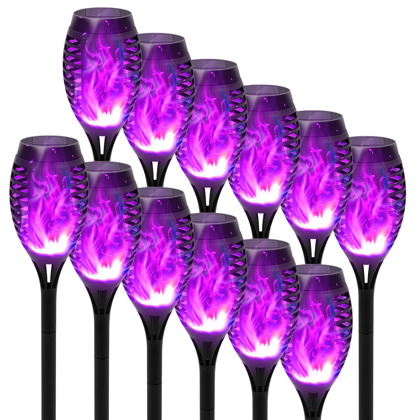 BAOKALEr Solar Torch Lights, Purple Flickering Flame, Waterproof, Garden, Patio, Pathway, 6PCS