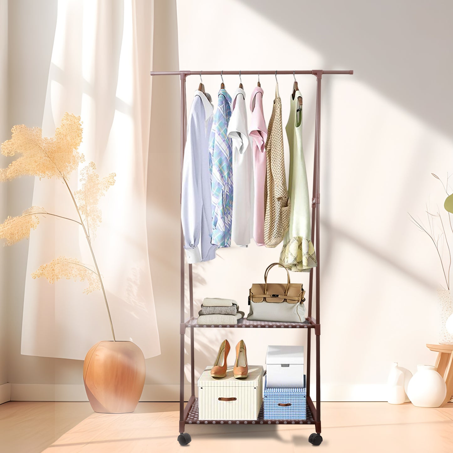 BAOKALEr Durable Clothes rack Clothing Storage, Brown