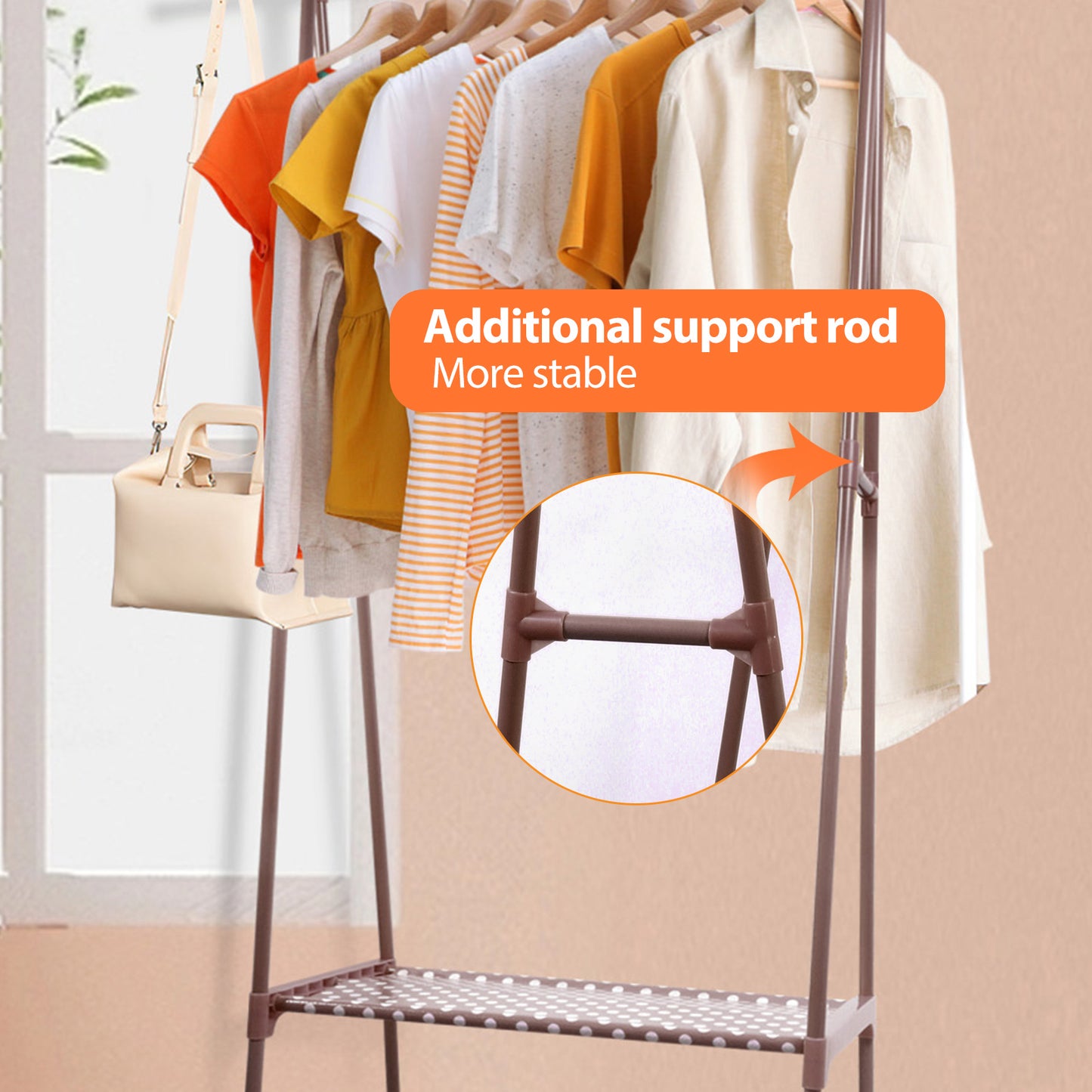 BAOKALEr Durable Clothes rack Clothing Storage, Brown