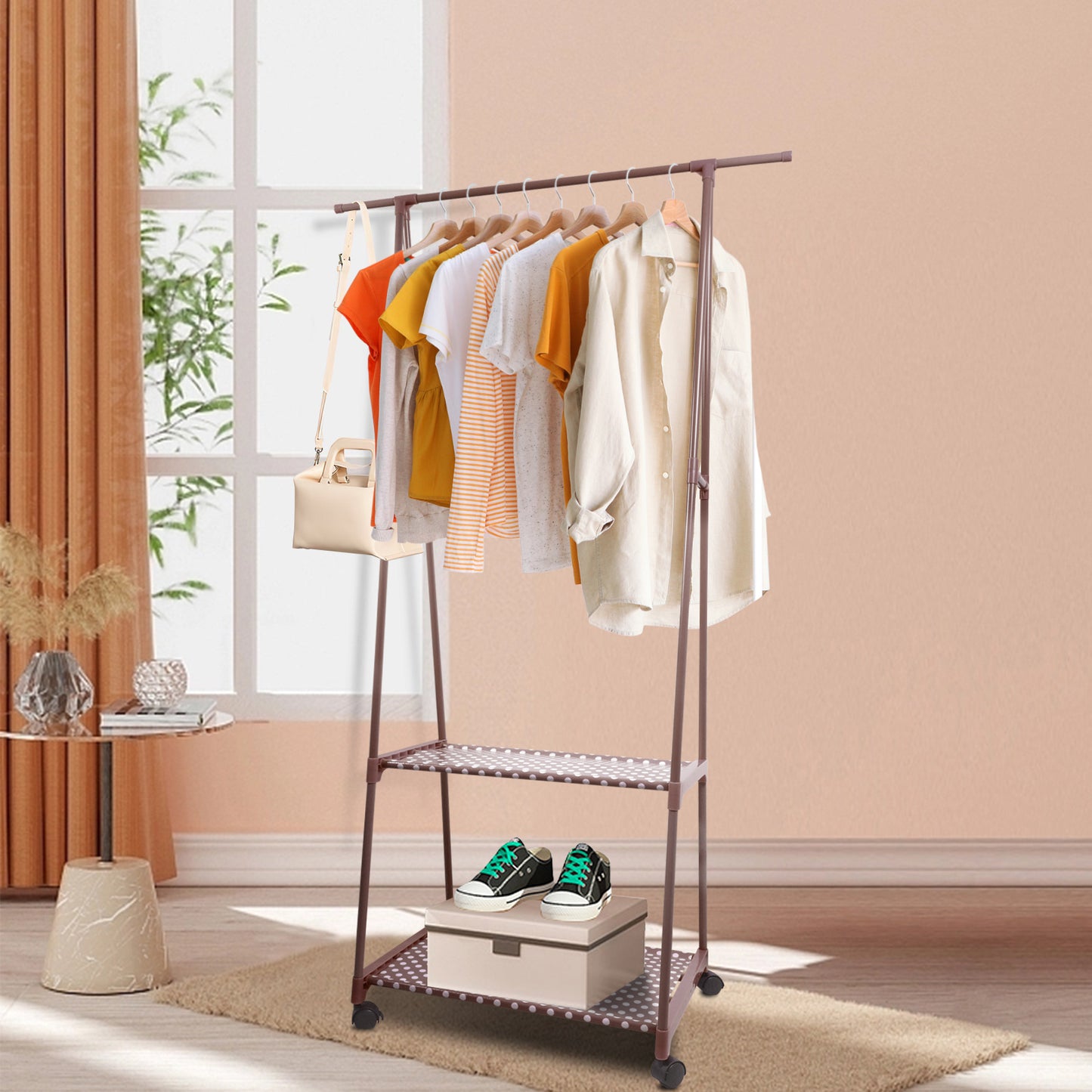 BAOKALEr Durable Clothes rack Clothing Storage, Brown