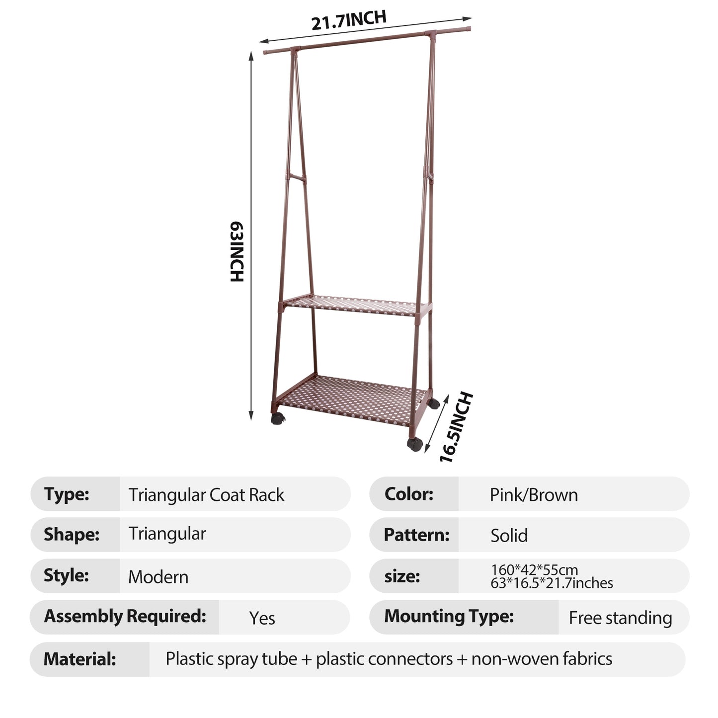 BAOKALEr Durable Clothes rack Clothing Storage, Brown