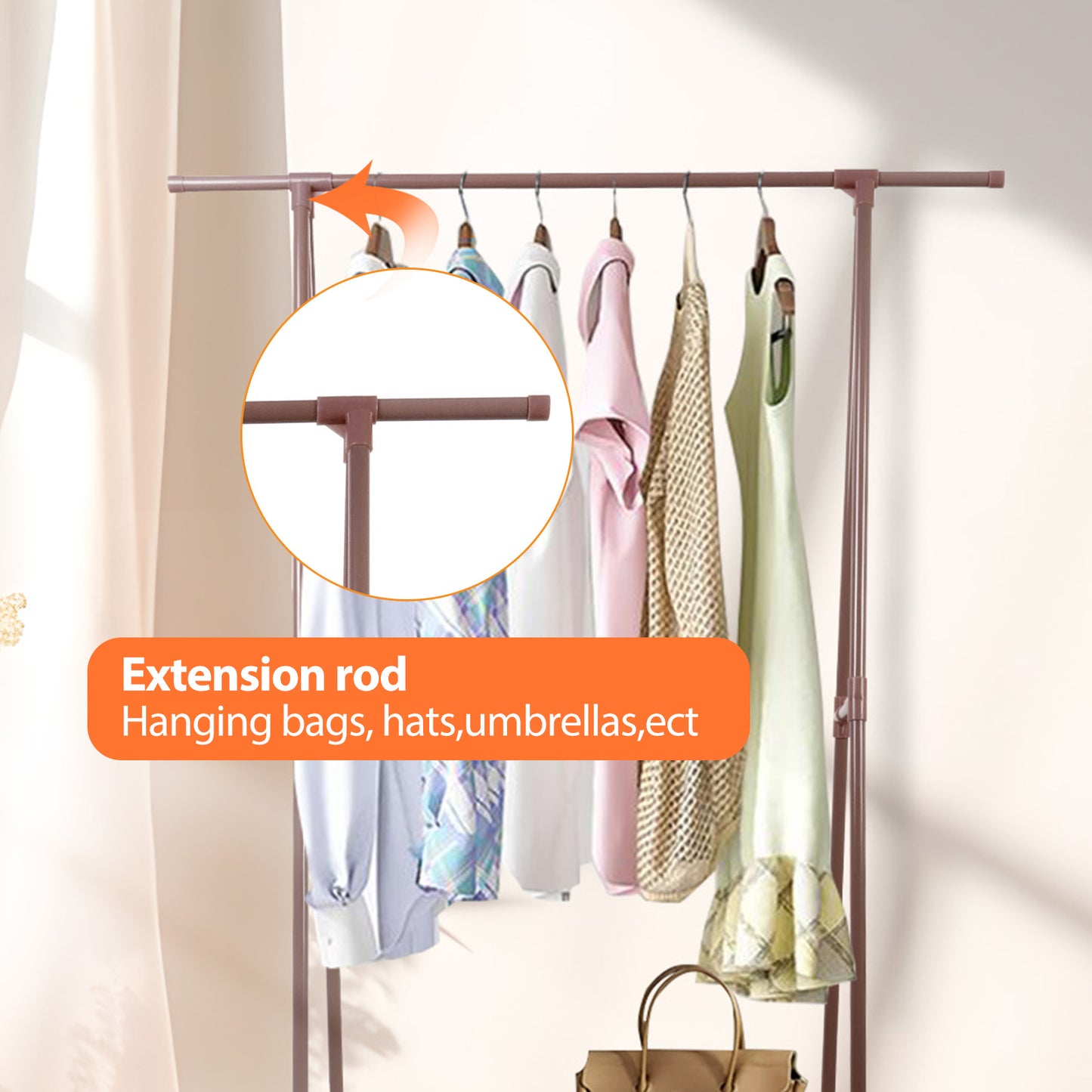 BAOKALEr Durable Clothes rack Clothing Storage, Brown