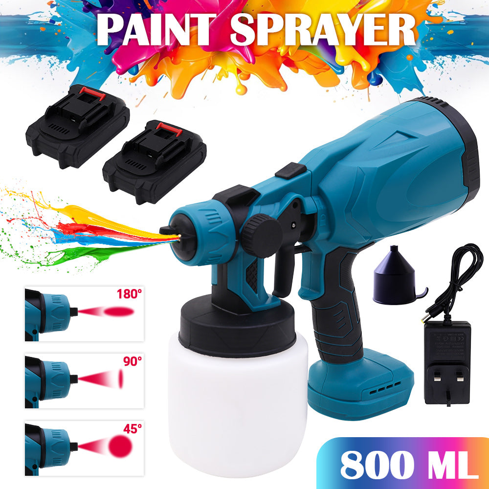 High-Pressure HVLP Electric Cordless Paint Sprayer Paint Gun 3 Spray Patterns & 2 Batteries