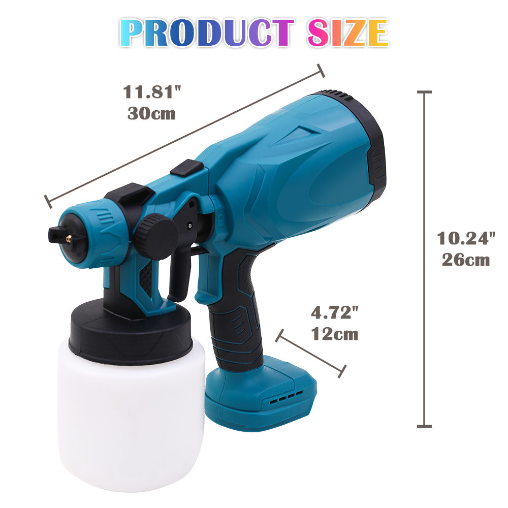 High-Pressure HVLP Electric Cordless Paint Sprayer Paint Gun 3 Spray Patterns & 2 Batteries
