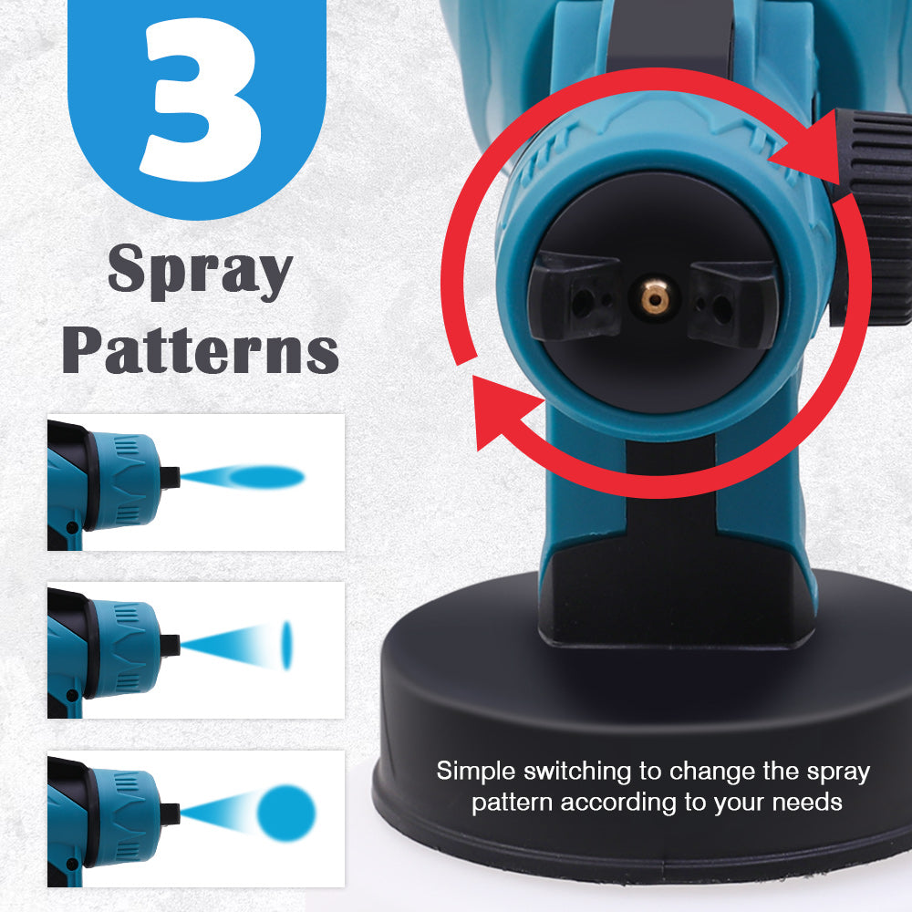 High-Pressure HVLP Electric Cordless Paint Sprayer Paint Gun 3 Spray Patterns & 2 Batteries