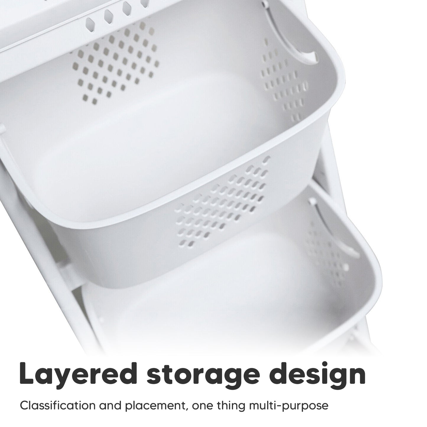 Magichomestore 2-Tier Rolling Laundry Hamper Sorter with Wheels, White