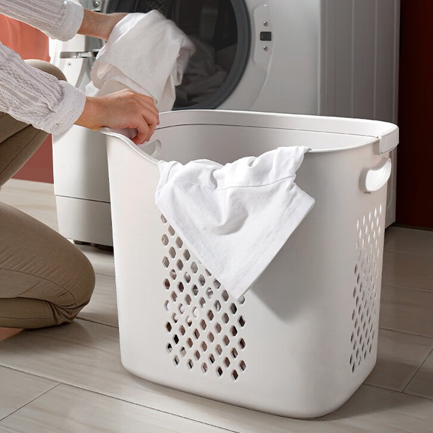 Magichomestore 2-Tier Rolling Laundry Hamper Sorter with Wheels, White