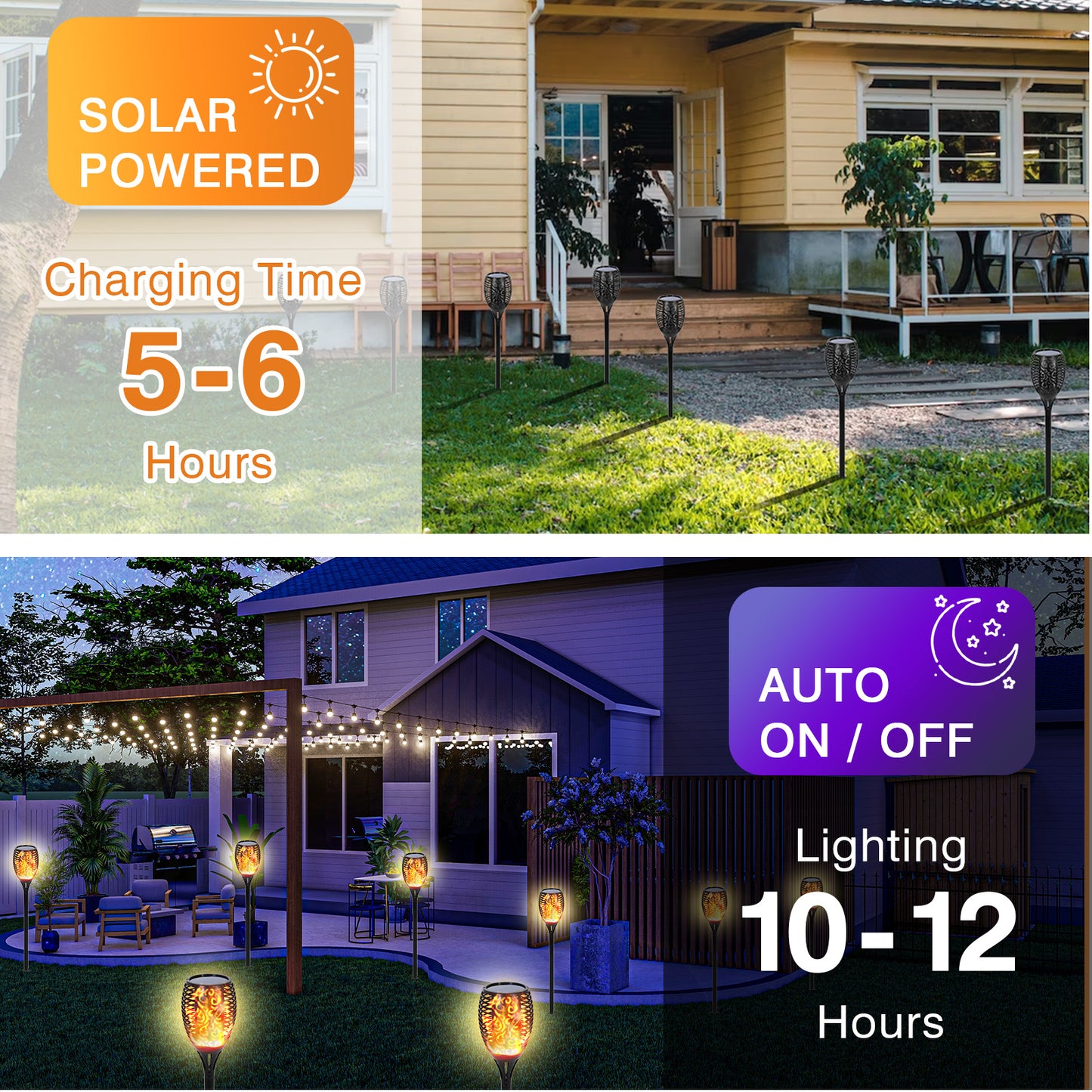 12 Pack Solar Torch Lights Outdoor 43", 96 LED Waterproof Landscape Garden Pathway Light with Vivid Dancing Flickering Flames, Auto On/Off Dusk to Dawn, Lawn Patio Yard Xmas Decoration