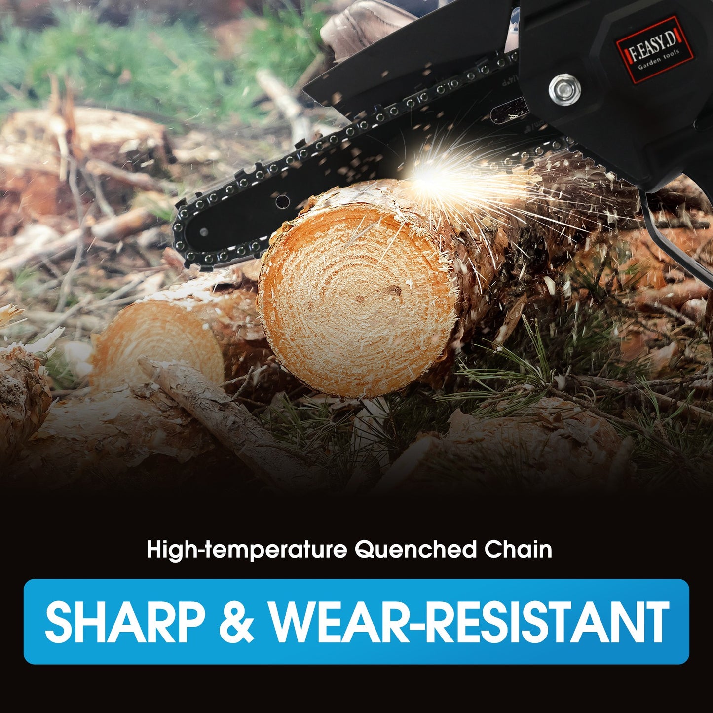 Cordless Pole Saw, Mini Chainsaw with Retractable Extension Rod and 2 Replaceable 24V Batteries for Tree Trimming