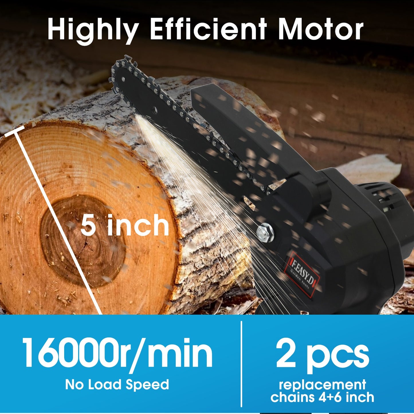Cordless Pole Saw, Mini Chainsaw with Retractable Extension Rod and 2 Replaceable 24V Batteries for Tree Trimming