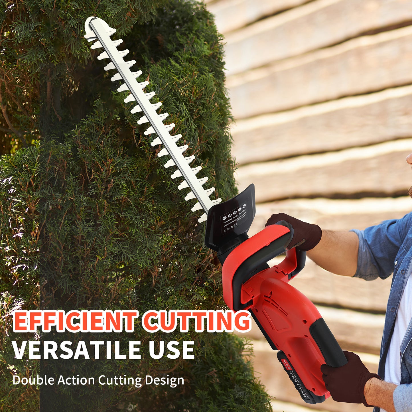 Baokaler 550W 21V Cordless Electric Hedge Trimmer with 3.0Ah Battery and Charger, for Shrub and Bush Cutting and Trimming