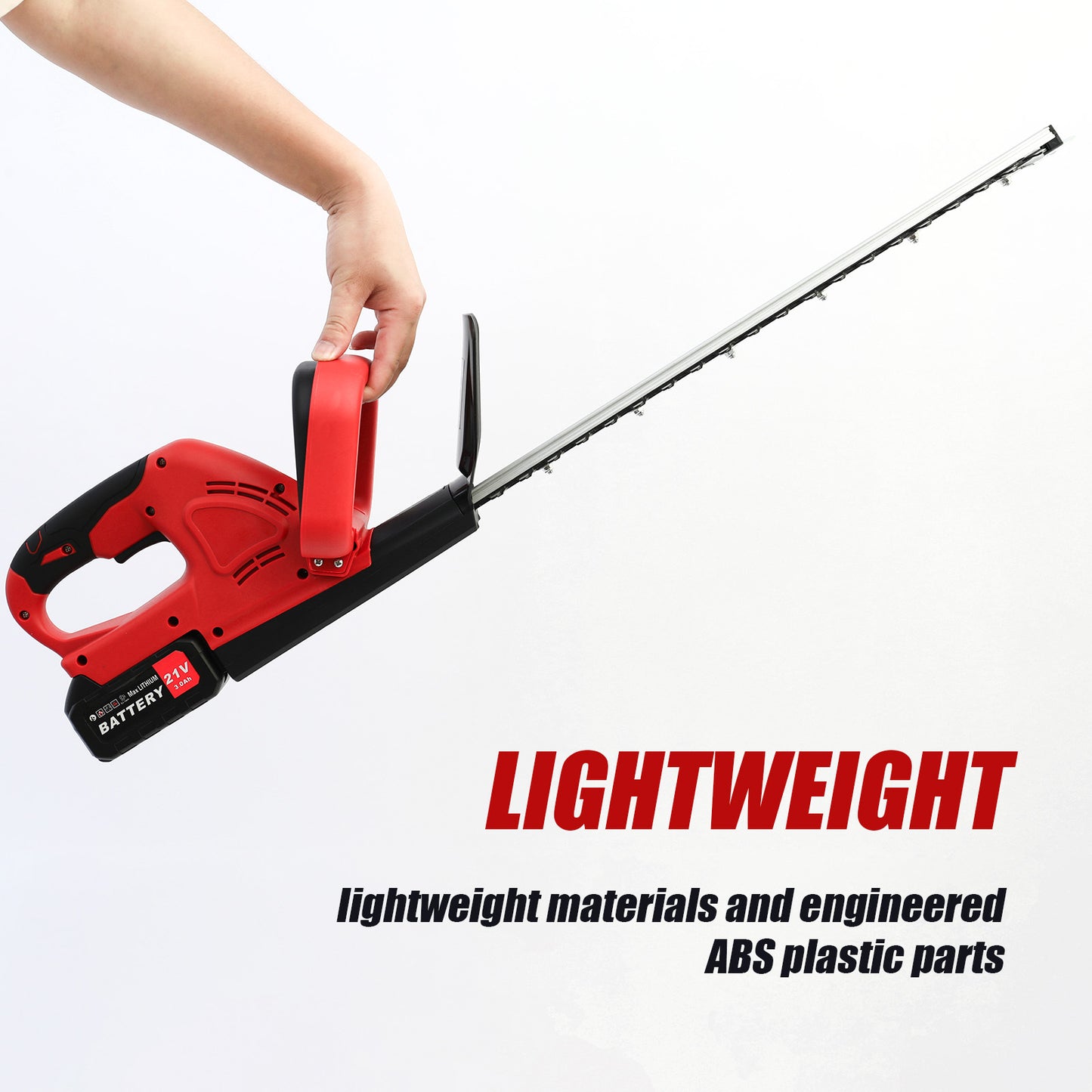 Baokaler 550W 21V Cordless Electric Hedge Trimmer with 3.0Ah Battery and Charger, for Shrub and Bush Cutting and Trimming