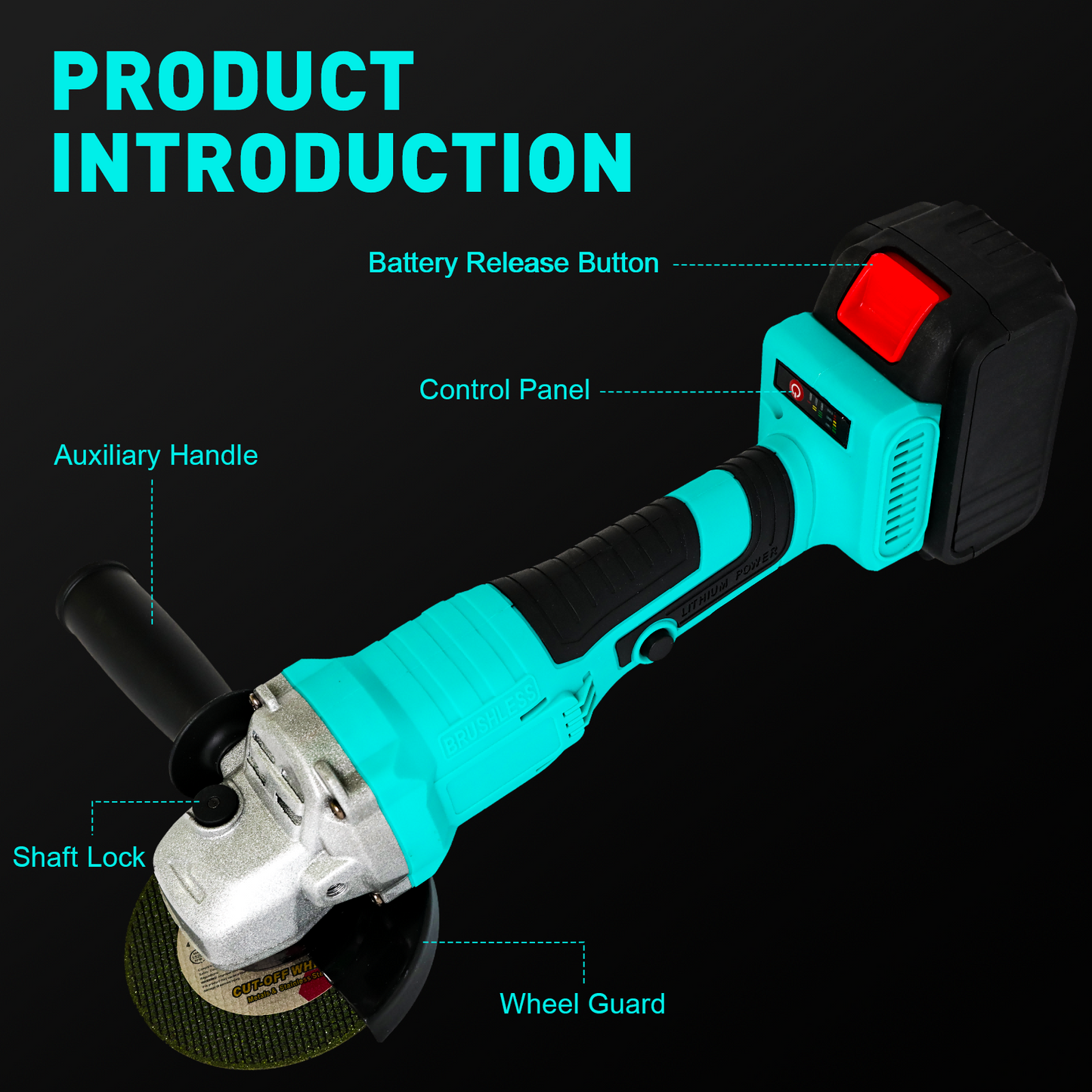 4" 21V 1500mah Electric Brushless Cordless Angle Grinder,Angle Grinder Tool Cutting Tool with 1 Batteries,Charger, and 3 Cutting Discs for Cutting, Polishing, Grinding, and Rust Removal