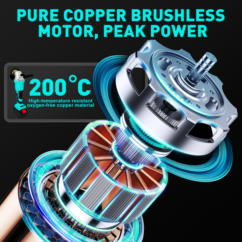 4" 21V 1500mah Electric Brushless Cordless Angle Grinder,Angle Grinder Tool Cutting Tool with 1 Batteries,Charger, and 3 Cutting Discs for Cutting, Polishing, Grinding, and Rust Removal