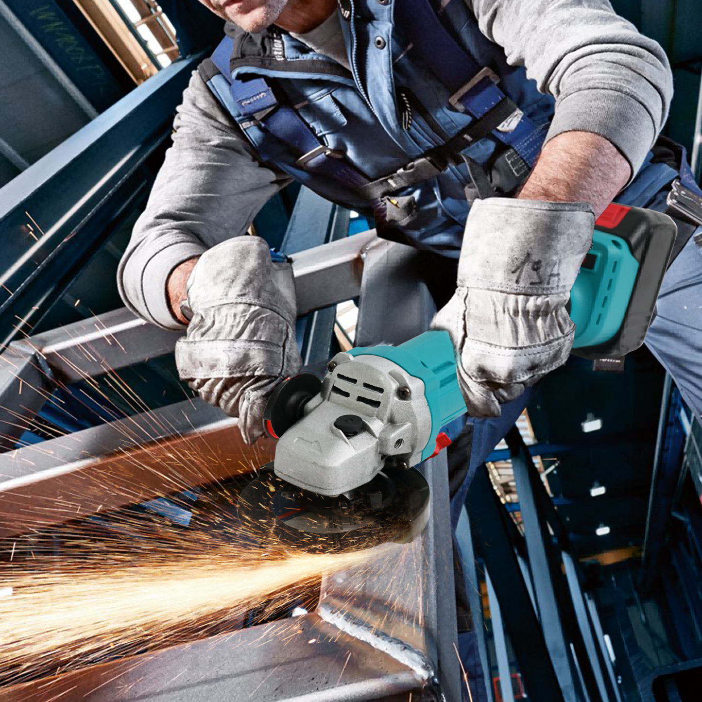 4" 21V 1500mah Electric Brushless Cordless Angle Grinder,Angle Grinder Tool Cutting Tool with 2 Batteries,Charger, and 3 Cutting Discs for Cutting, Polishing, Grinding, and Rust Removal