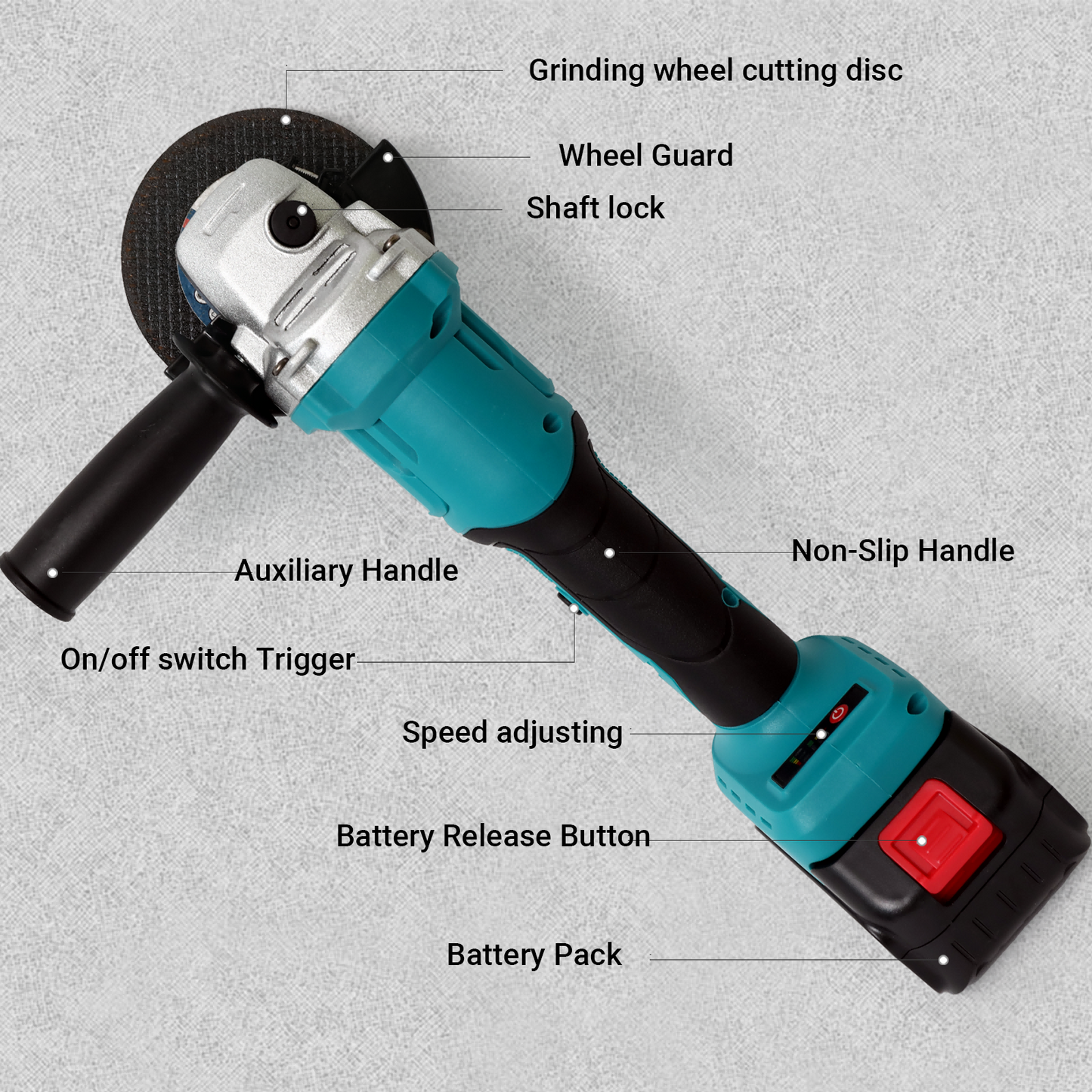 4" 21V 1500mah Electric Brushless Cordless Angle Grinder,Angle Grinder Tool Cutting Tool with 2 Batteries,Charger, and 3 Cutting Discs for Cutting, Polishing, Grinding, and Rust Removal