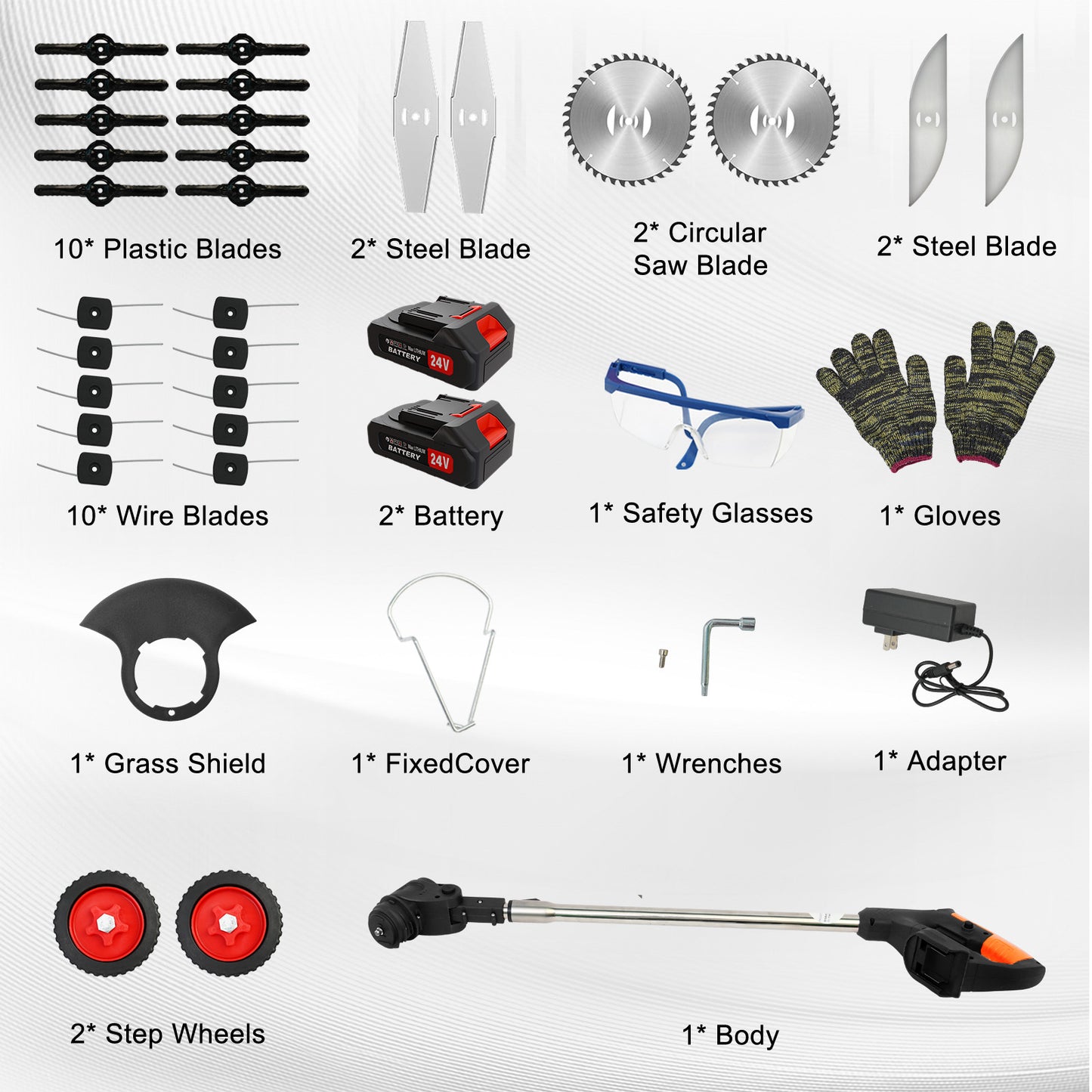 Electric?Grass?Trimmer?24V-2?Batteries?2000mAh-Cordless?Weed?Eater?for?Lawn?Care?&?Garden?Maintenance?(Black)