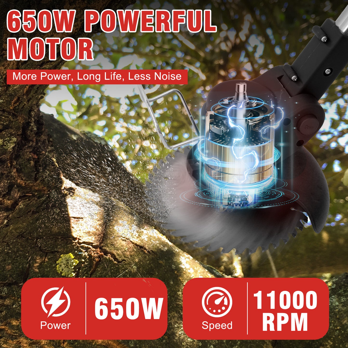 Electric?Grass?Trimmer?24V-2?Batteries?2000mAh-Cordless?Weed?Eater?for?Lawn?Care?&?Garden?Maintenance?(Black)