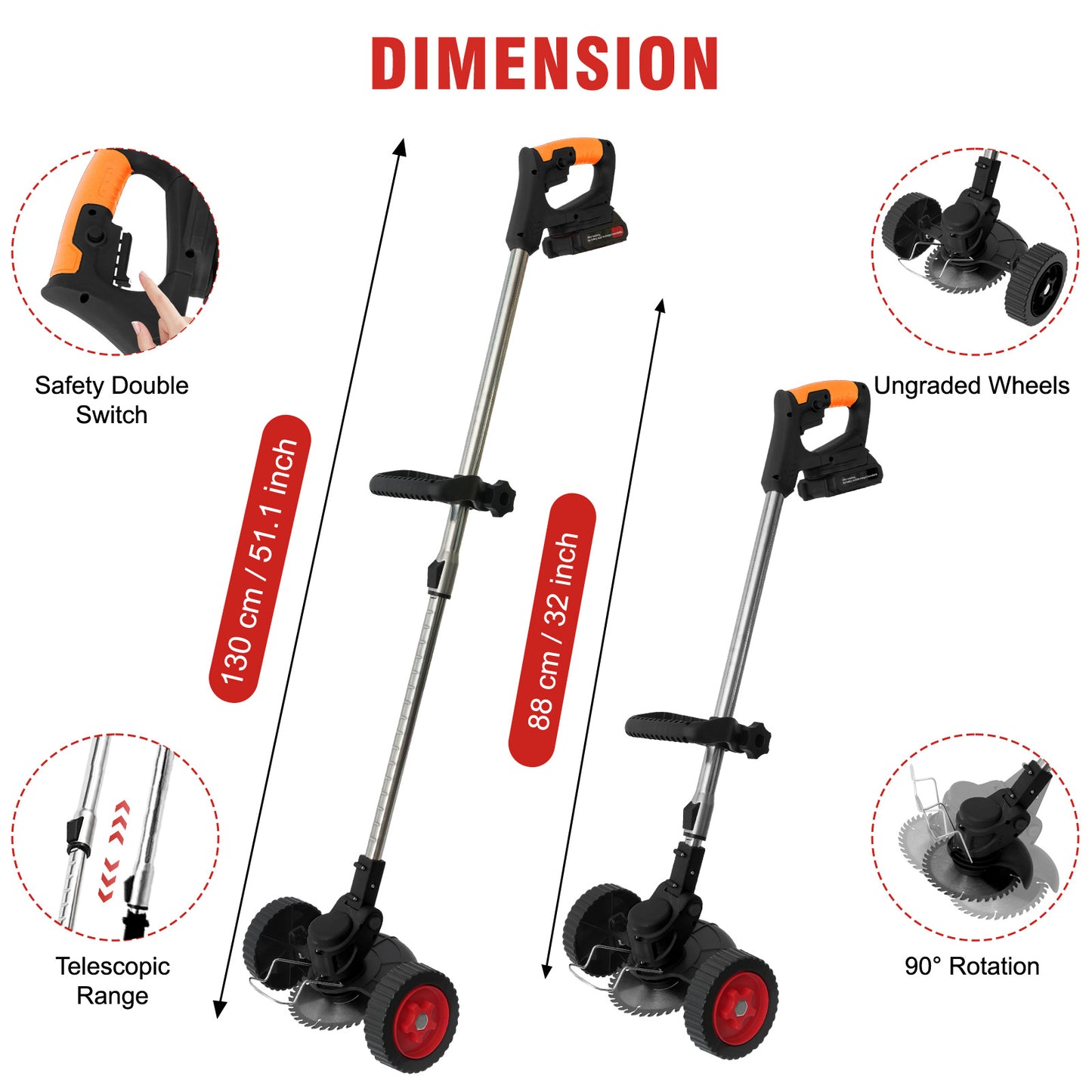 Electric?Grass?Trimmer?24V-2?Batteries?2000mAh-Cordless?Weed?Eater?for?Lawn?Care?&?Garden?Maintenance?(Black)