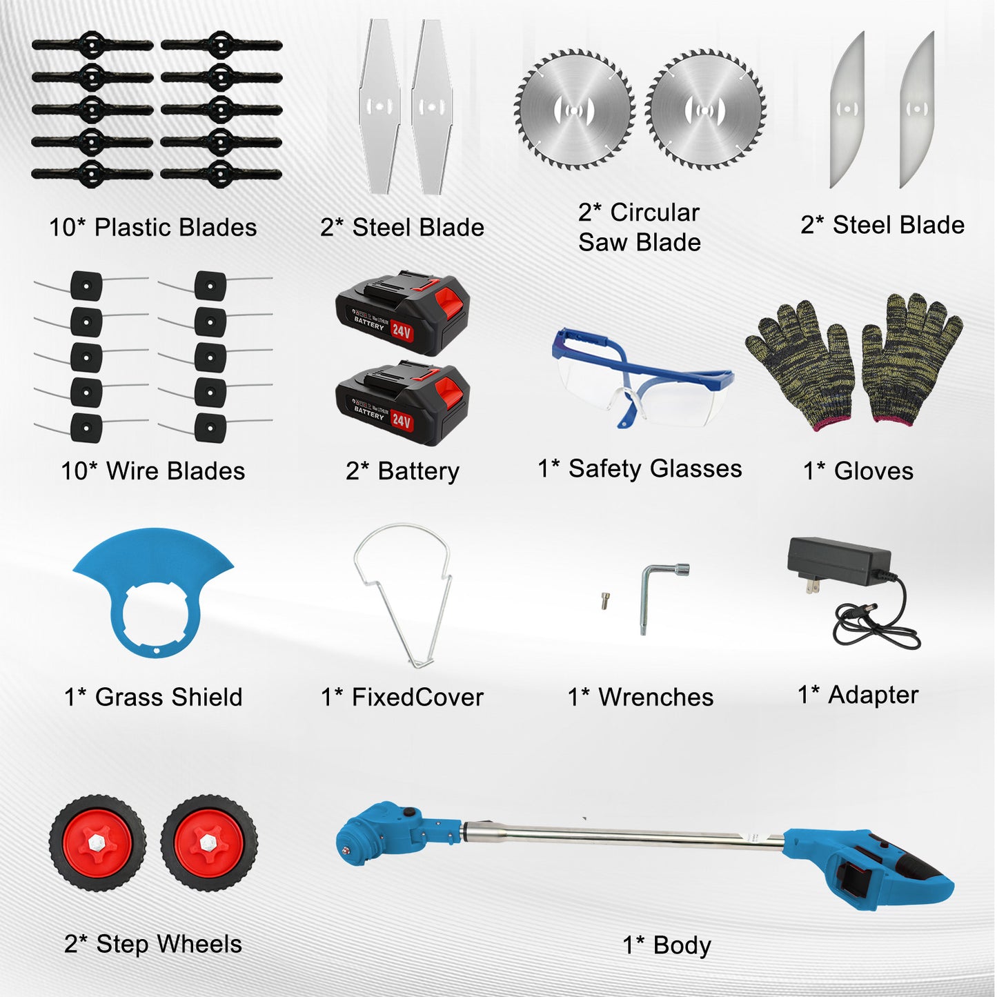 Cordless?Weed?Eater?&?Grass?Trimmer?Combo-2000mAh?Battery?x2-Perfect?for?Tight?Spaces?&?Patios?(Blue)