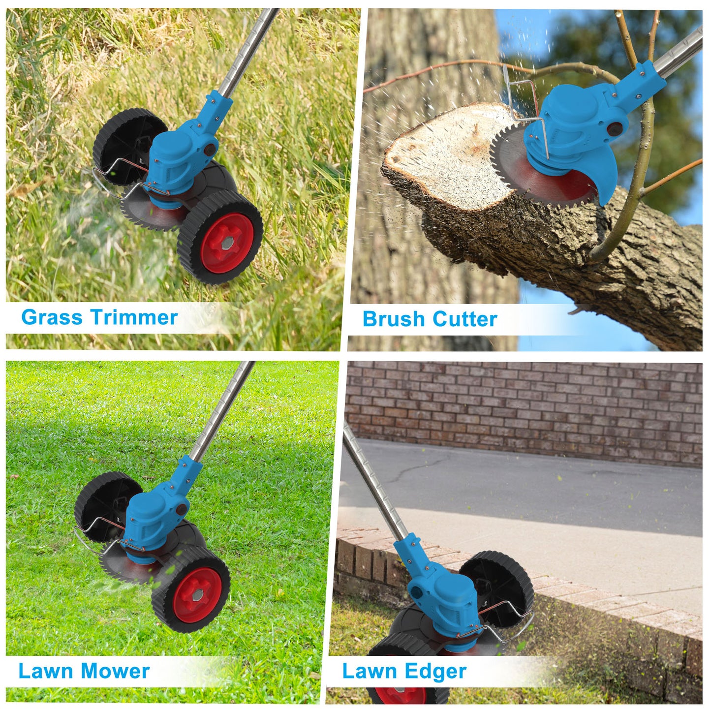 Cordless?Weed?Eater?&?Grass?Trimmer?Combo-2000mAh?Battery?x2-Perfect?for?Tight?Spaces?&?Patios?(Blue)