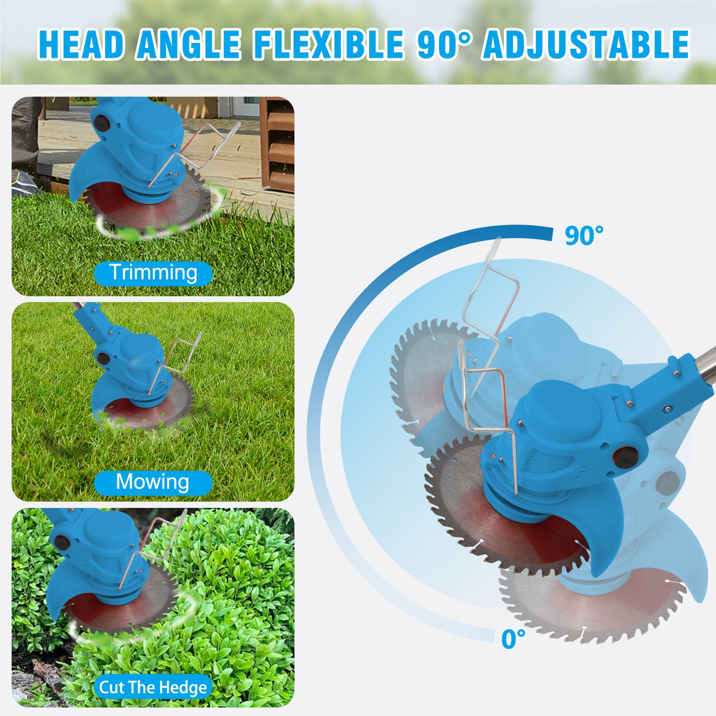 Cordless?Weed?Eater?&?Grass?Trimmer?Combo-2000mAh?Battery?x2-Perfect?for?Tight?Spaces?&?Patios?(Blue)