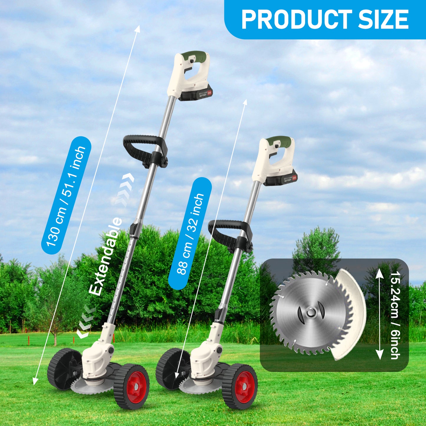 Weed?Trimmer?Cordless?with?Dual?Batteries-2000mAh?Weed?Wacker?for?Small?Yards?&?Patio?Cleanup?(White)