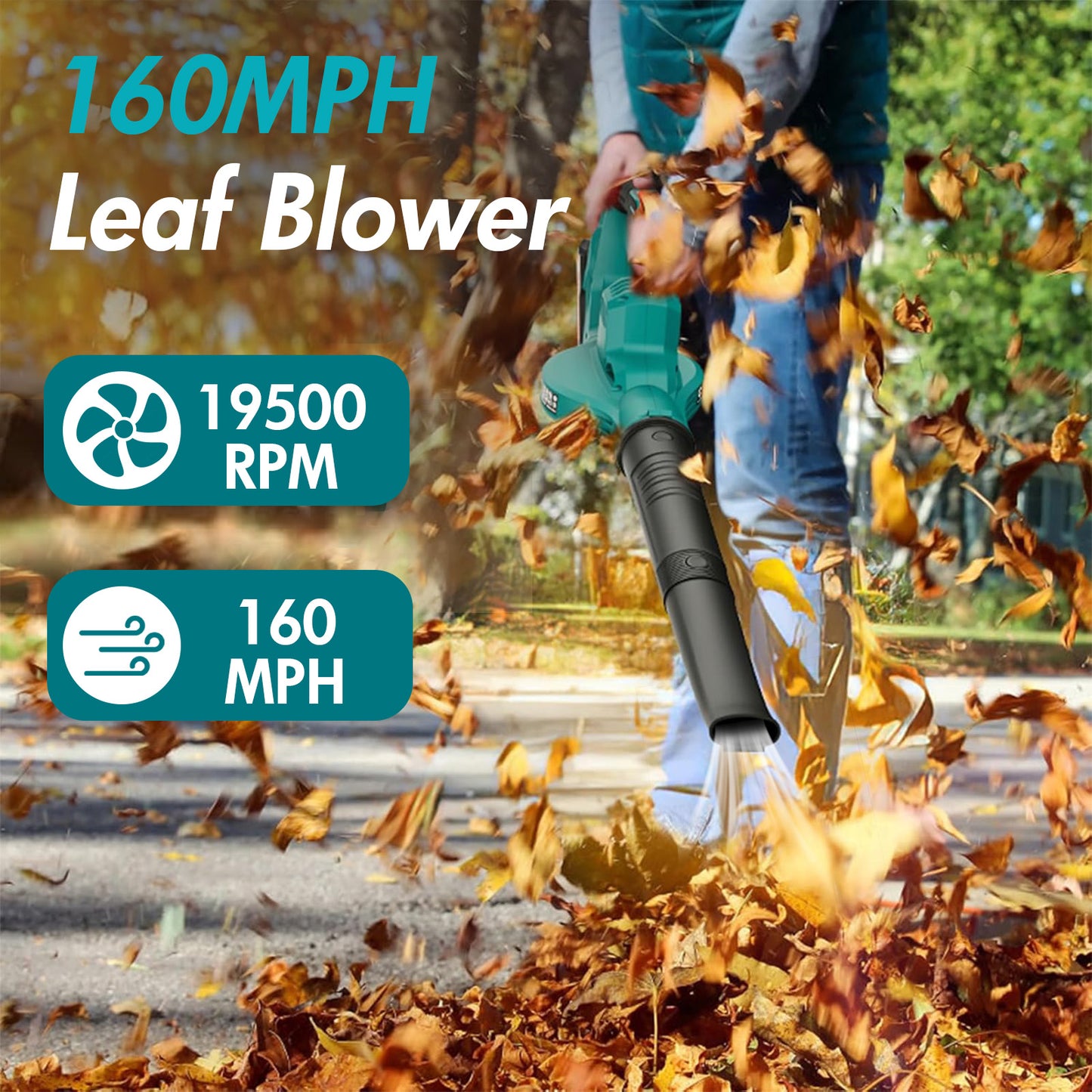 BAOKALER Cordless Leaf Blower, 160MPH 20V Handheld Electric Leaf Blowers with 2 Battery, Lightweight Battery Powered Leaf Blower