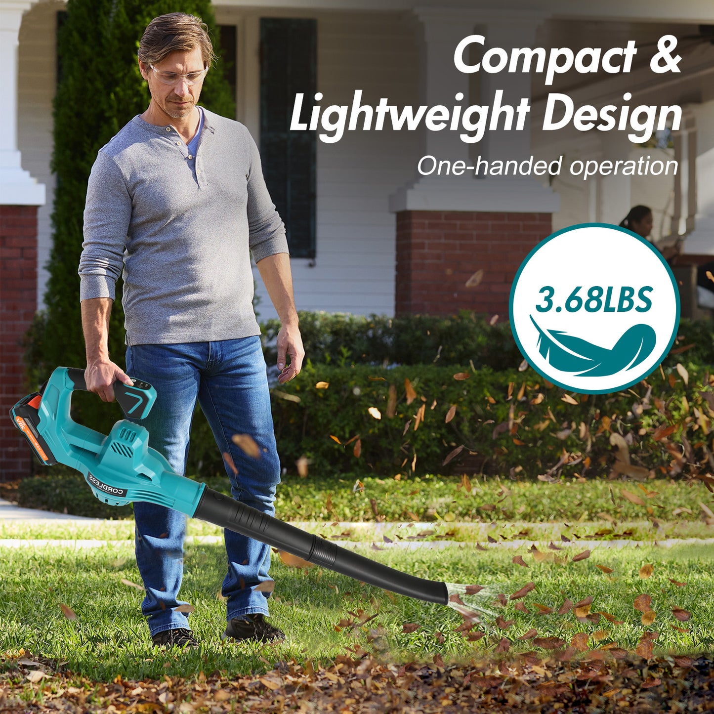 BAOKALER Cordless Leaf Blower, 160MPH 20V Handheld Electric Leaf Blowers with 2 Battery, Lightweight Battery Powered Leaf Blower