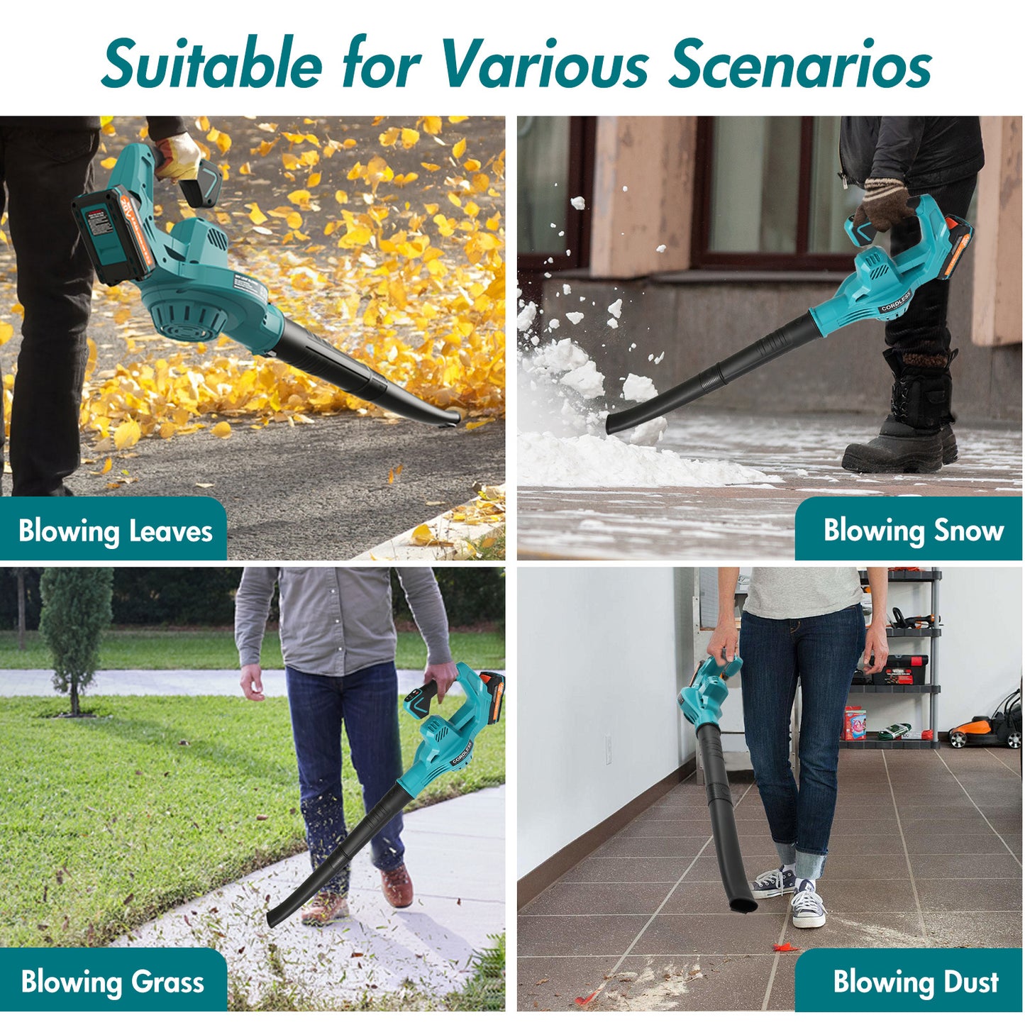 BAOKALER Cordless Leaf Blower, 160MPH 20V Handheld Electric Leaf Blowers with 2 Battery, Lightweight Battery Powered Leaf Blower
