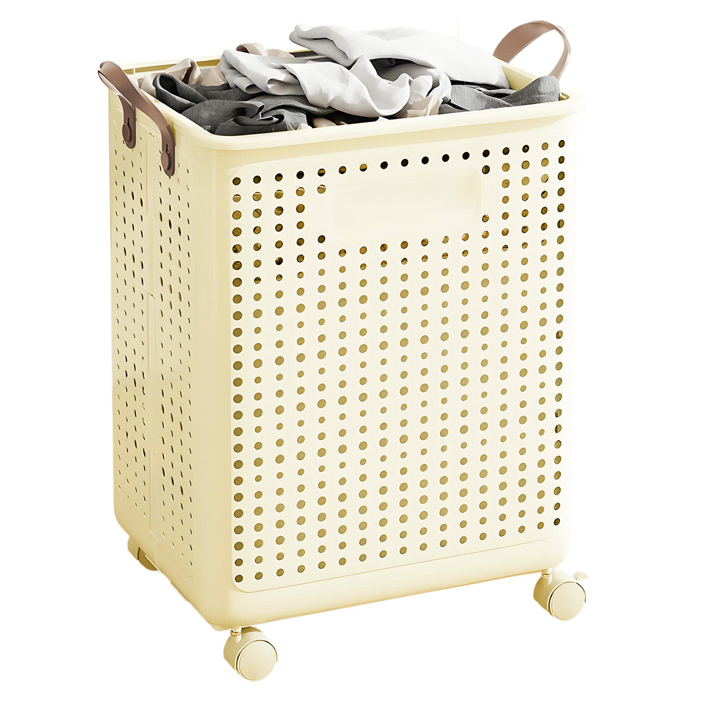 Foldable Multi-Functional Plastic Laundry Basket, Portable Clothing Storage Bin with Wheels, Extra Large, Suitable for Balcony, Bathroom, and Bedroom