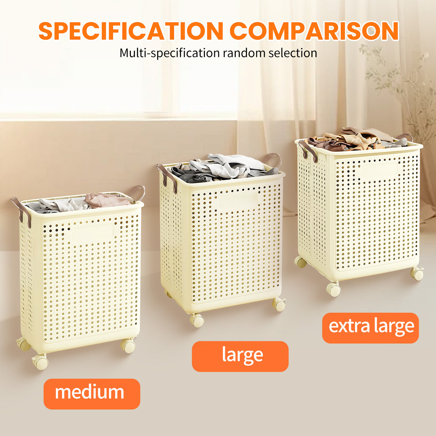 Foldable Multi-Functional Plastic Laundry Basket, Portable Clothing Storage Bin with Wheels, Extra Large, Suitable for Balcony, Bathroom, and Bedroom