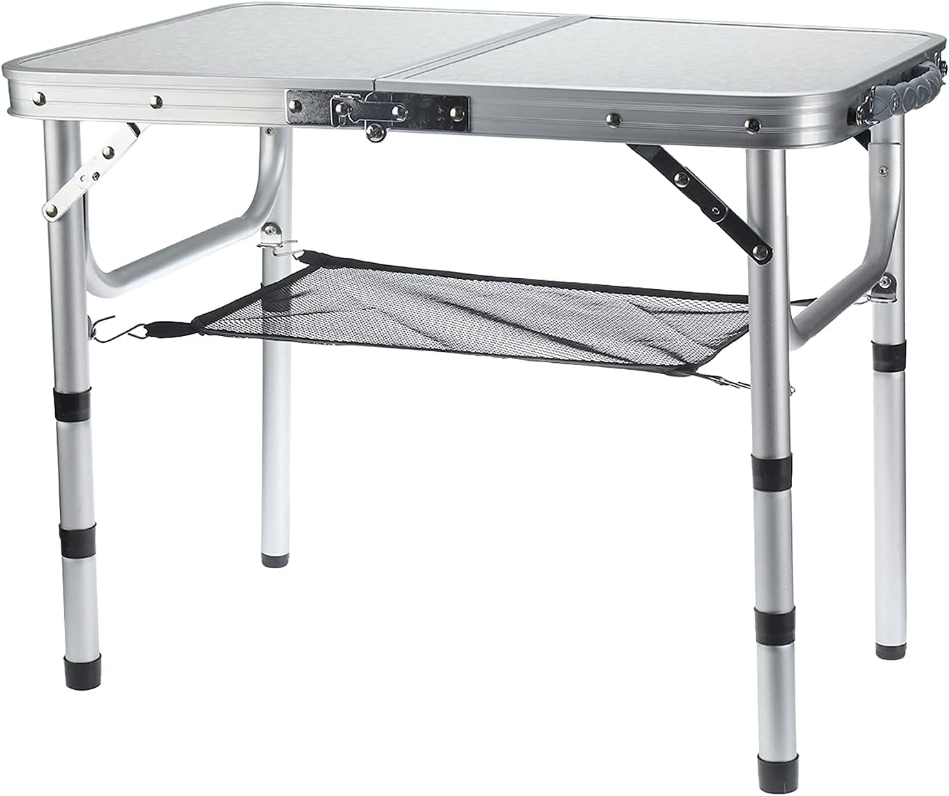 Folding Camp Table with Adjustable Height Legs, Indoor Outdoor Lightweight Portable Aluminum Dining Table for Picnic Camping