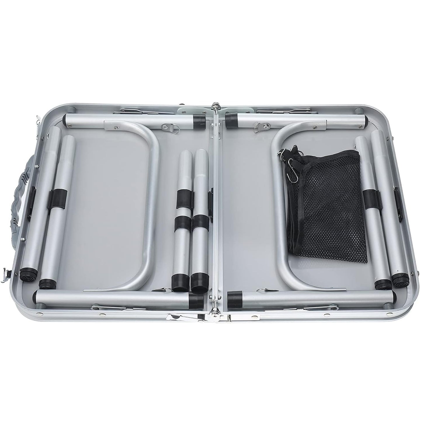 Folding Camp Table with Adjustable Height Legs, Indoor Outdoor Lightweight Portable Aluminum Dining Table for Picnic Camping
